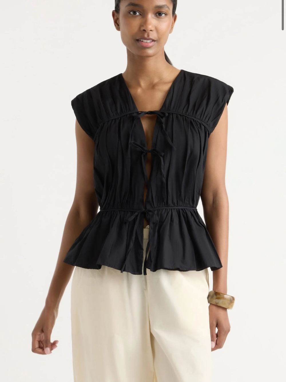 Modern Citizen Black Tie-Front Blouse